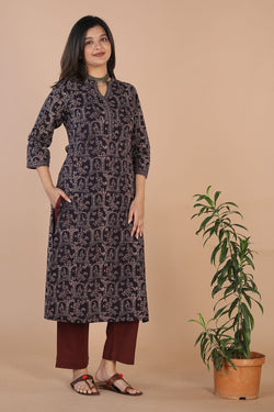 Collection of Ajrakh handblockprinted kurta in a gallery layout