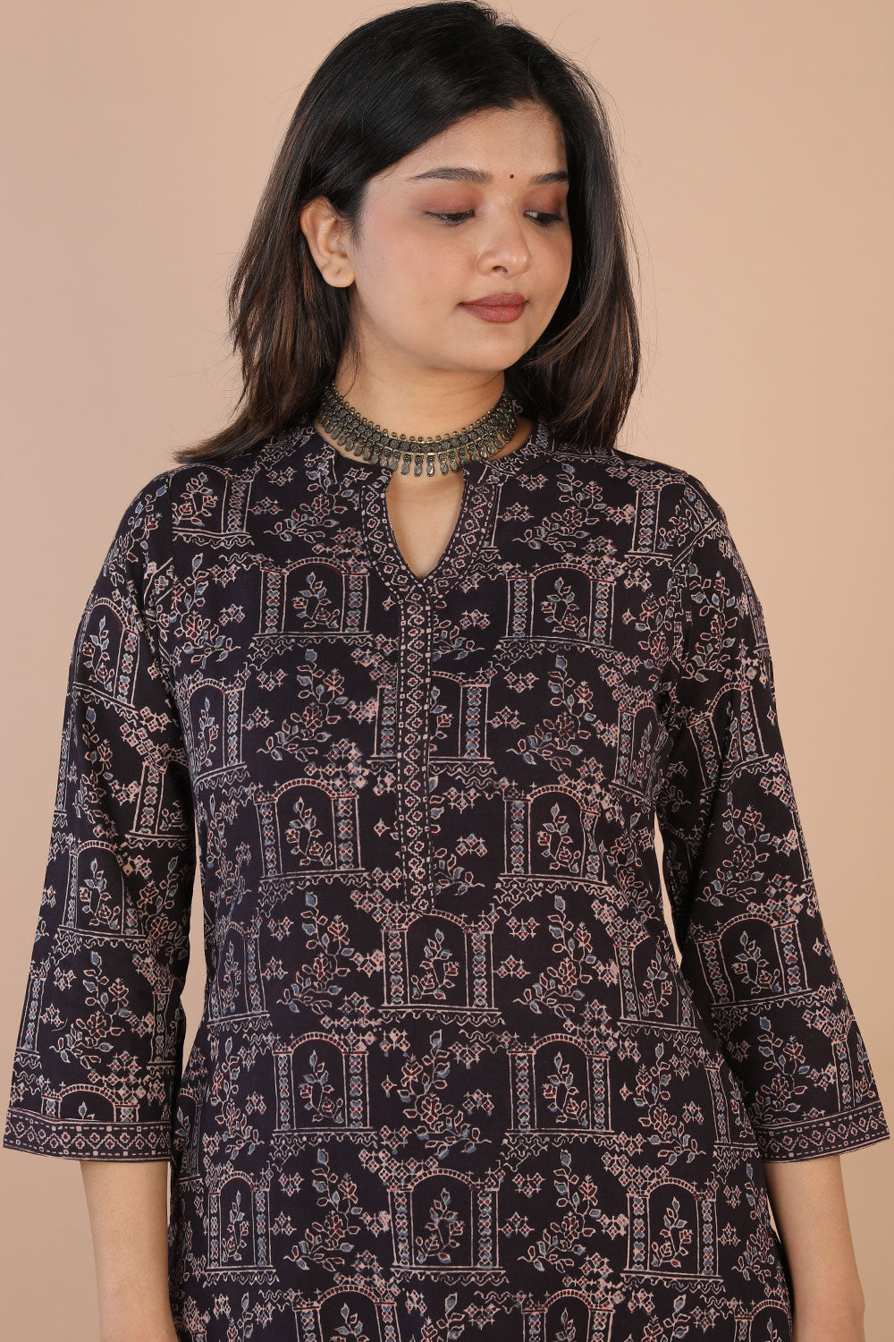 Collection of Ajrakh handblockprinted kurta in a gallery layout