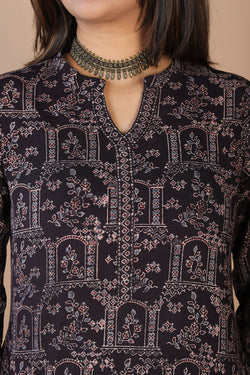 Collection of Ajrakh handblockprinted kurta in a gallery layout