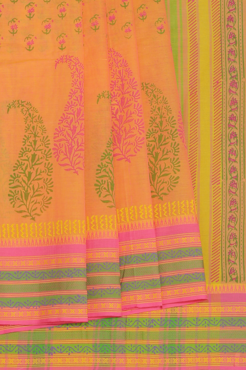 Collection of Hand block printed cotton saree in a gallery layout