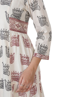 Image of Bagh hand block printed pure cotton gathered dress