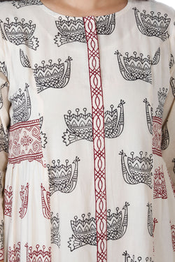 Image of Bagh hand block printed pure cotton gathered dress