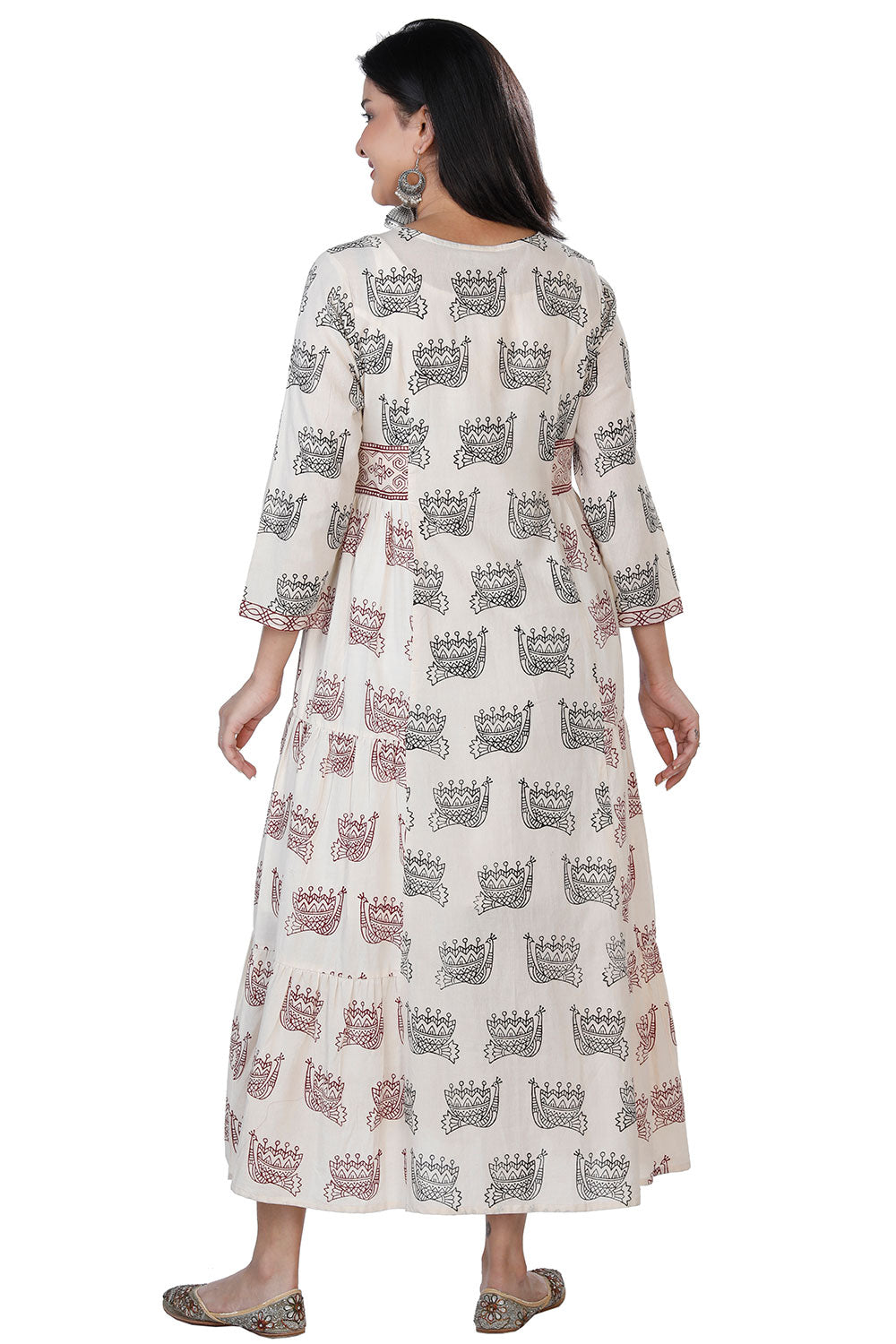 Bagh hand block printed pure cotton gathered dress