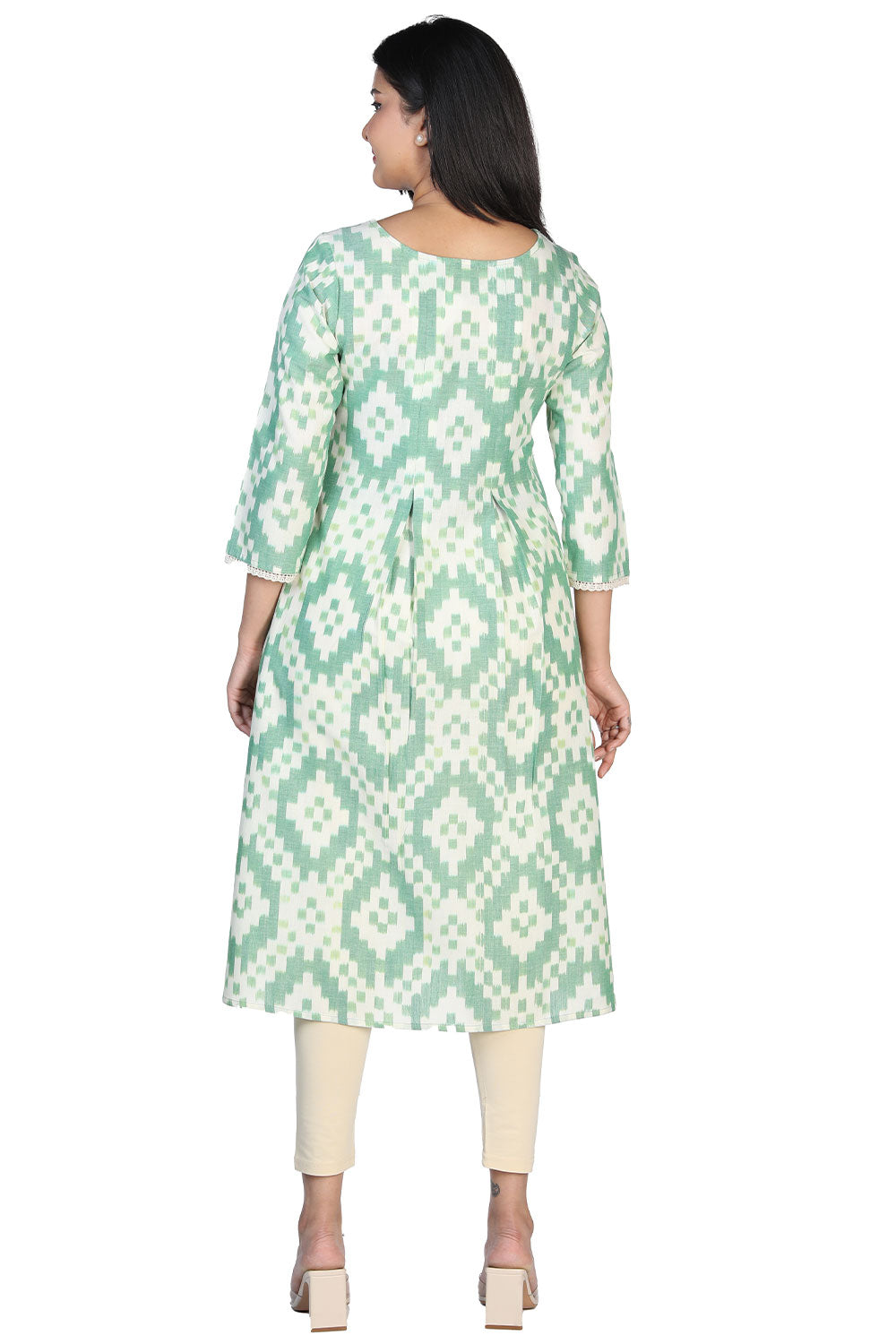 Collection of Pleated cotton ikkat kurti. in a gallery layout