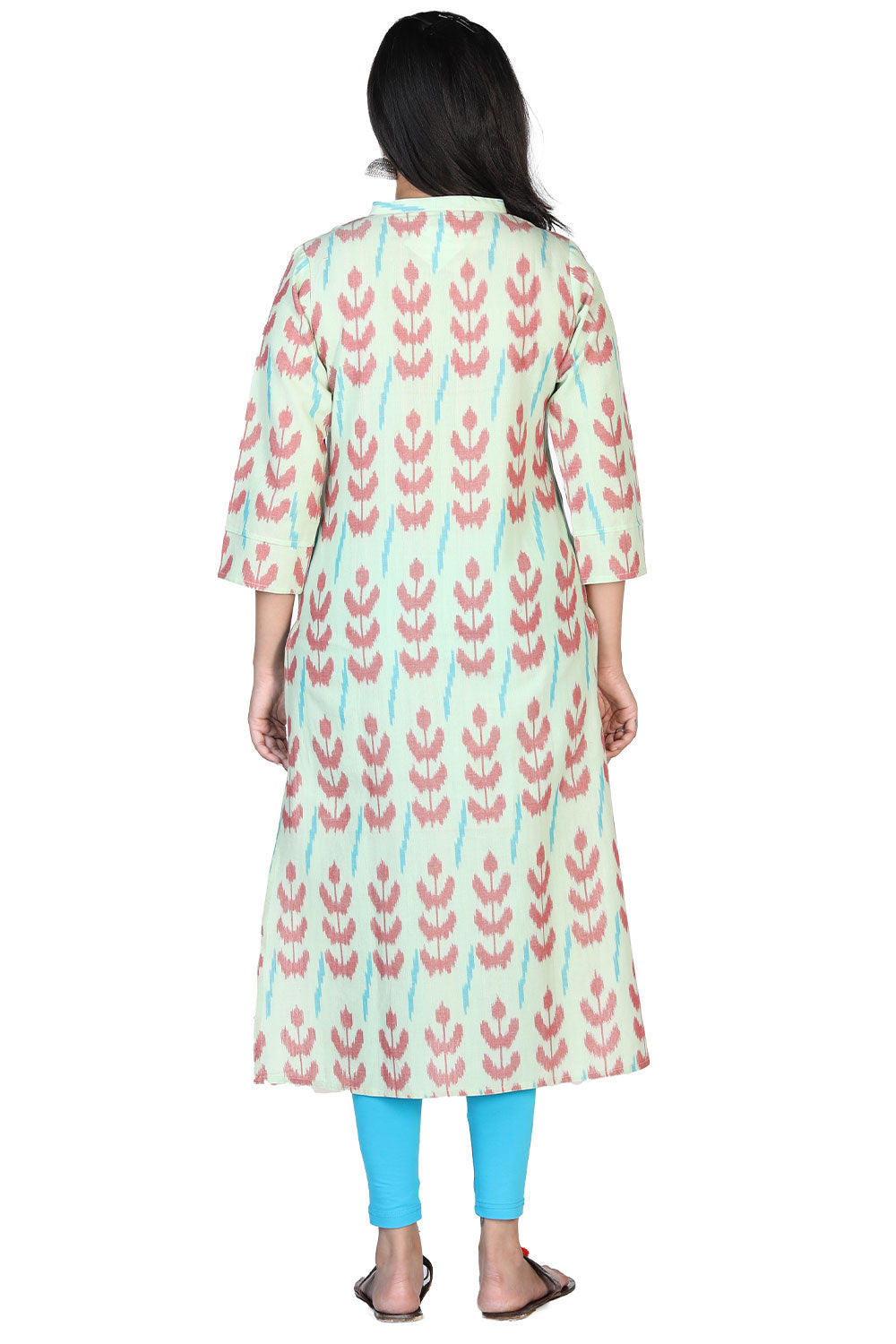 Image of Pista green cotton ikat kurti