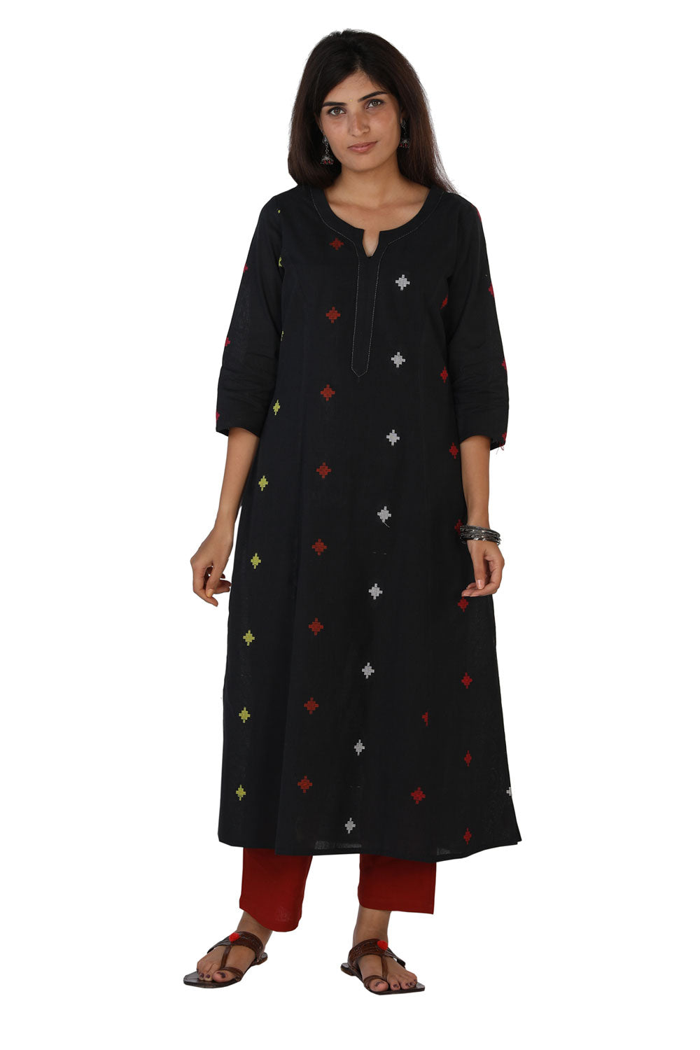 Collection of Multi weave black woven kurti. in a gallery layout