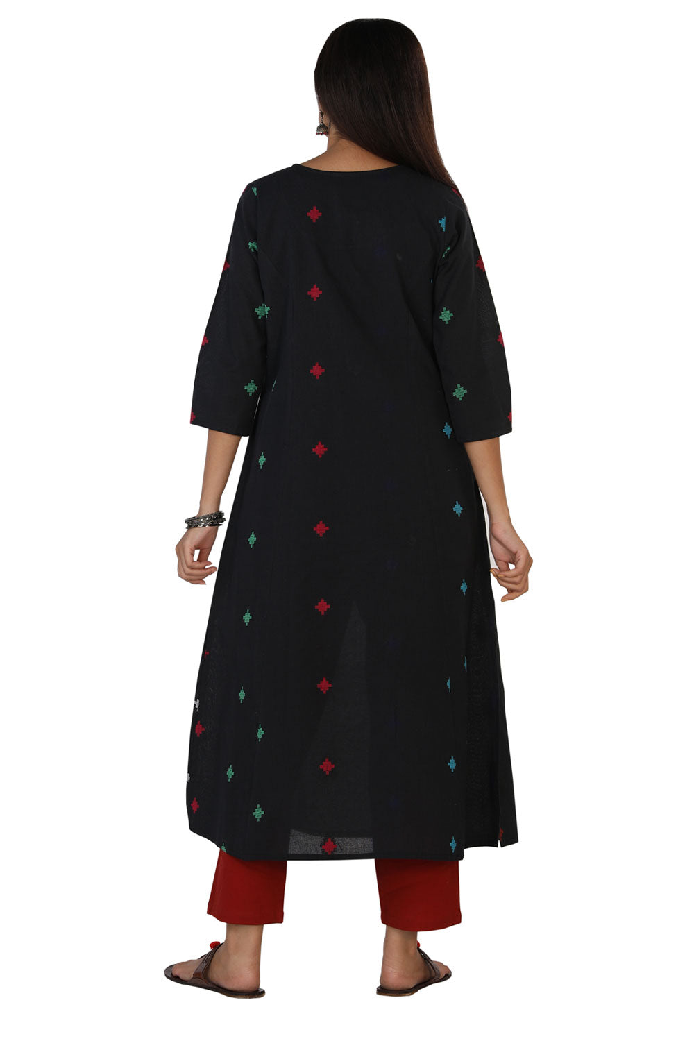 Collection of Multi weave black woven kurti. in a gallery layout