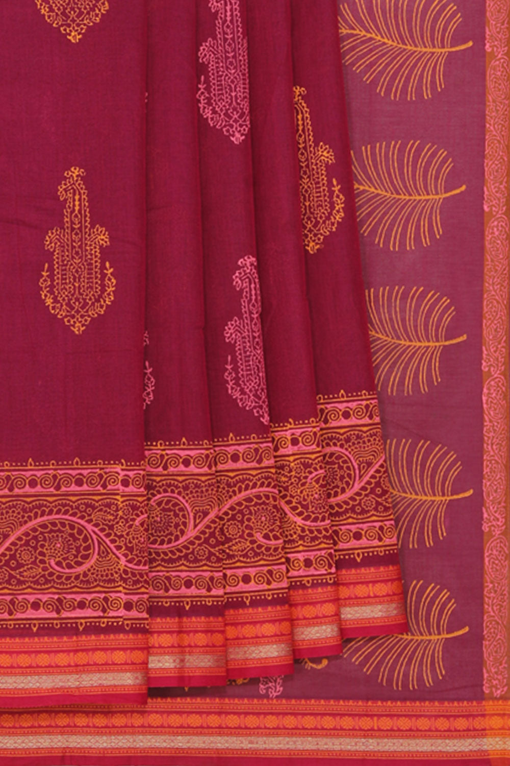 Collection of Hand block printed cotton saree in a gallery layout