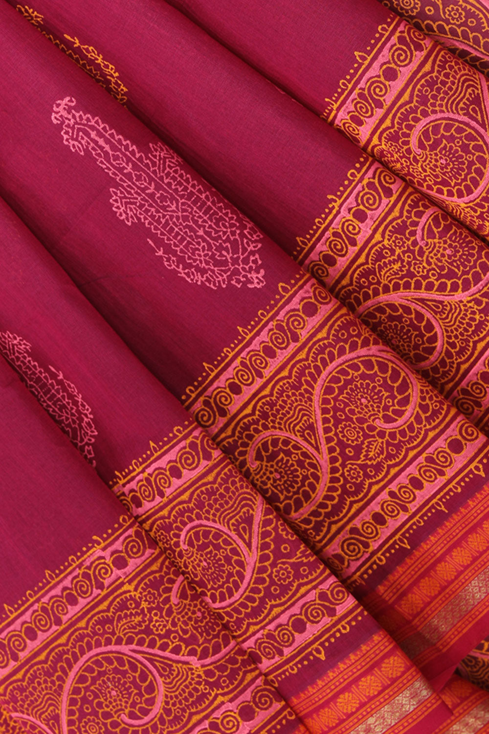 Collection of Hand block printed cotton saree in a gallery layout