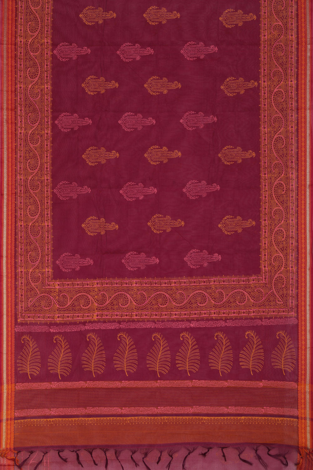 Collection of Hand block printed cotton saree in a gallery layout