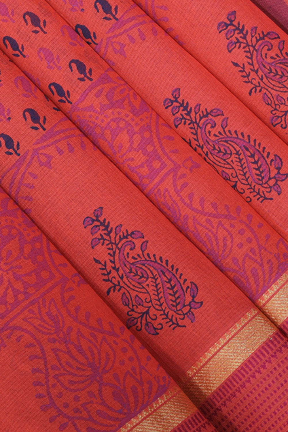 Collection of Hand block printed south cotton saree in a gallery layout