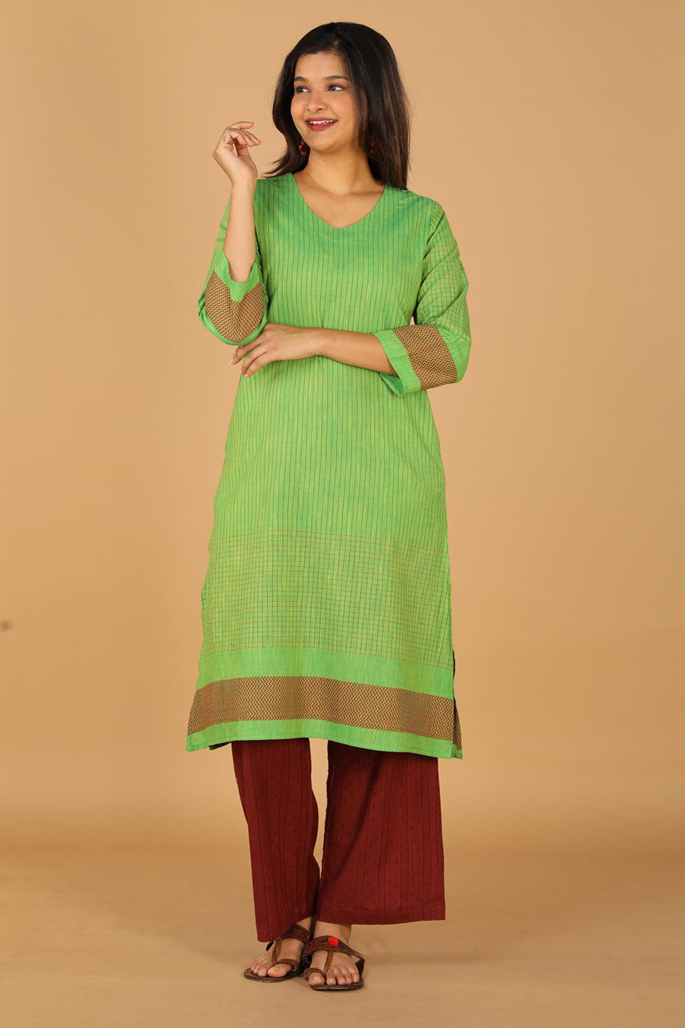 Collection of Striped south cotton kurta in a gallery layout