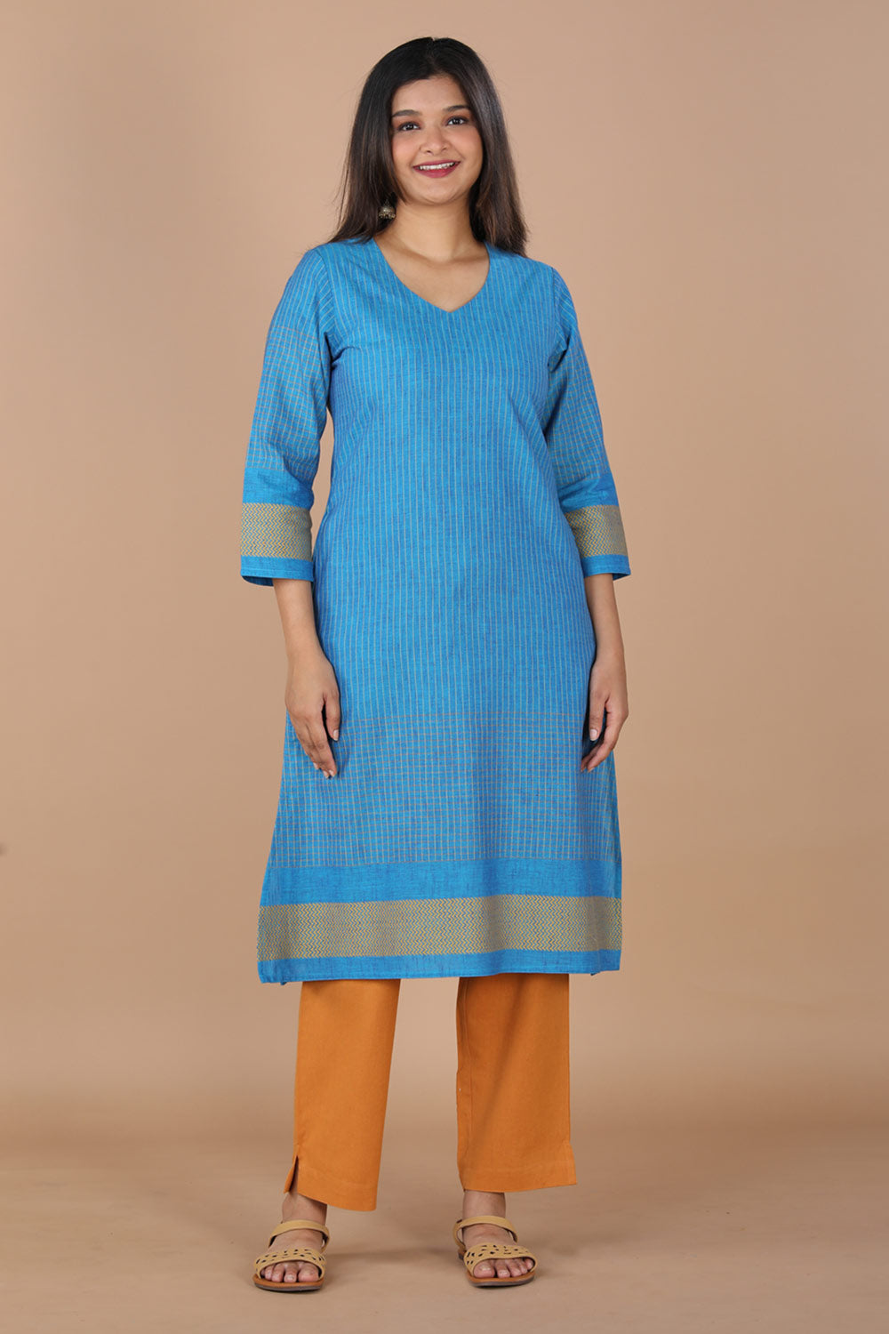 Collection of Striped south cotton kurta in a gallery layout