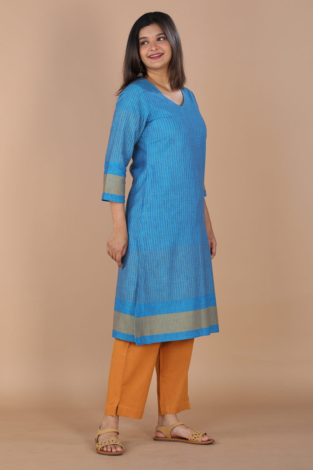 Collection of Striped south cotton kurta in a gallery layout