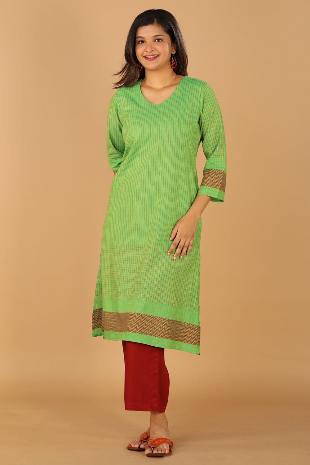 Collection of Striped south cotton kurta in a gallery layout