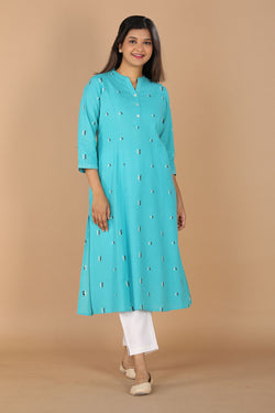 Collection of Woven princess cotton kurta in a gallery layout