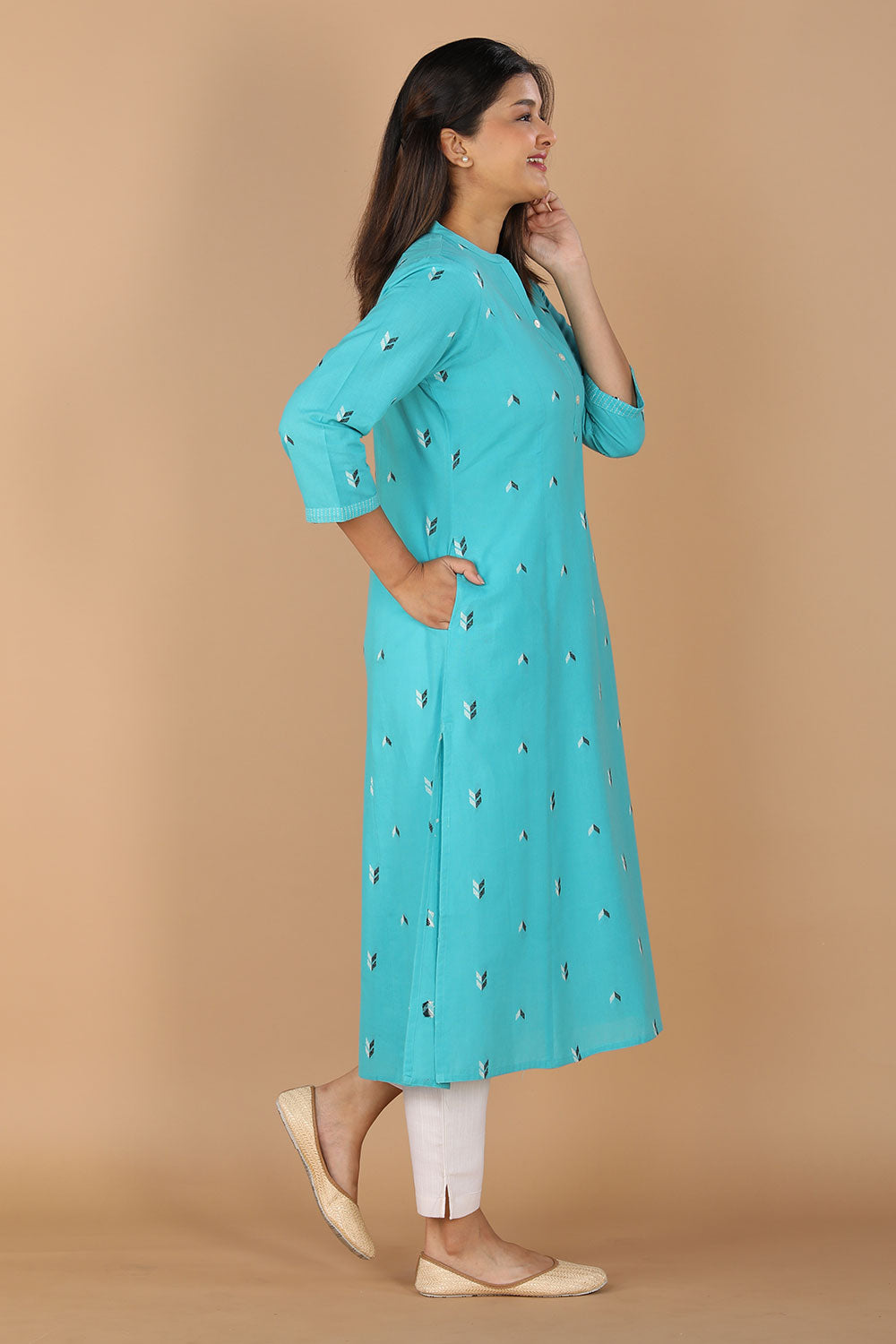 Collection of Woven princess cotton kurta in a gallery layout