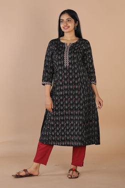 Collection of Embroidered Pochampally Ikat kurti in a gallery layout