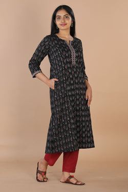 Collection of Embroidered Pochampally Ikat kurti in a gallery layout