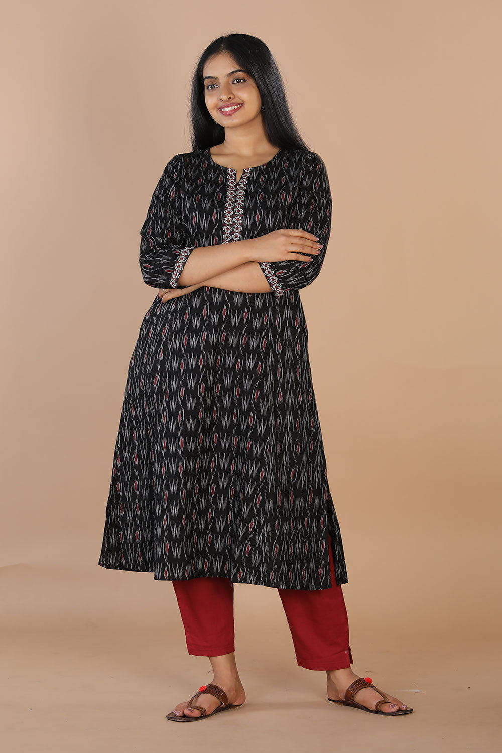 Collection of Embroidered Pochampally Ikat kurti in a gallery layout