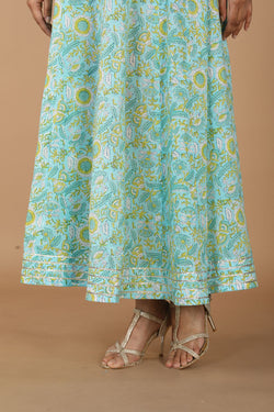 Image of Floral blockprinted cotton dress