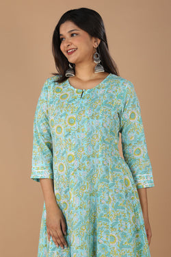 Image of Floral blockprinted cotton dress