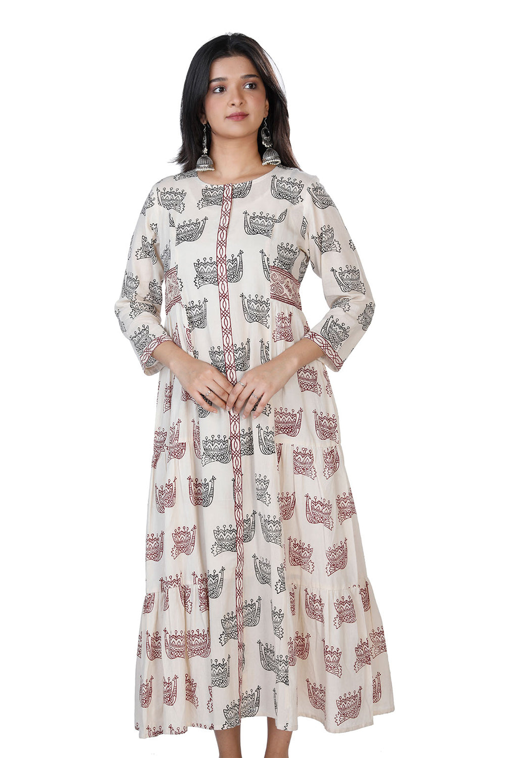 Bagh hand block printed pure cotton gathered dress